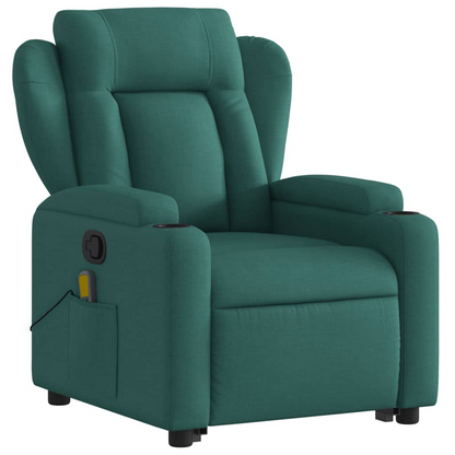 vidaXL Stand up Massage Recliner Chair Dark Green Fabric