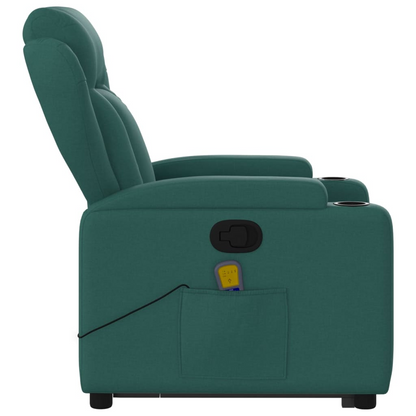 vidaXL Stand up Massage Recliner Chair Dark Green Fabric