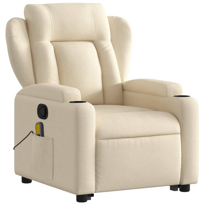 vidaXL Stand up Massage Recliner Chair Cream Fabric