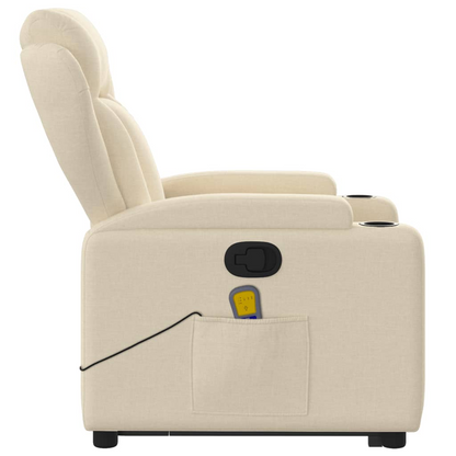 vidaXL Stand up Massage Recliner Chair Cream Fabric