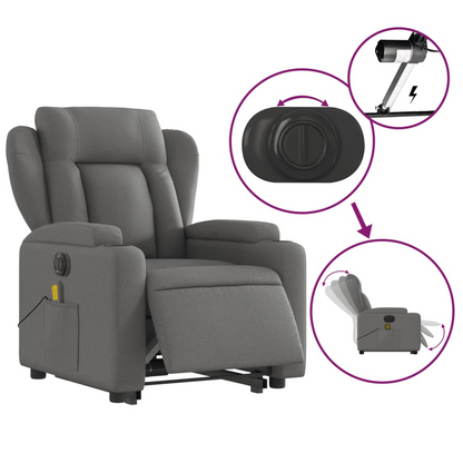 vidaXL Electric Stand up Massage Recliner Chair Dark Gray Fabric