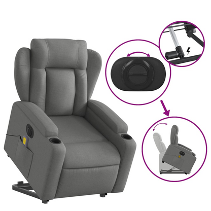 vidaXL Electric Stand up Massage Recliner Chair Dark Gray Fabric