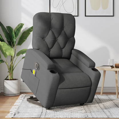 vidaXL Electric Stand up Massage Recliner Chair Dark Gray Fabric