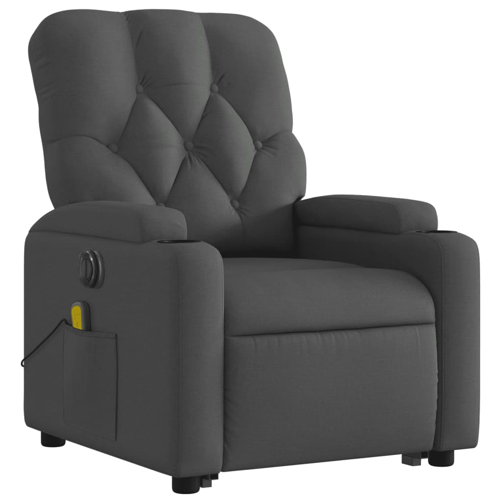 vidaXL Electric Stand up Massage Recliner Chair Dark Gray Fabric