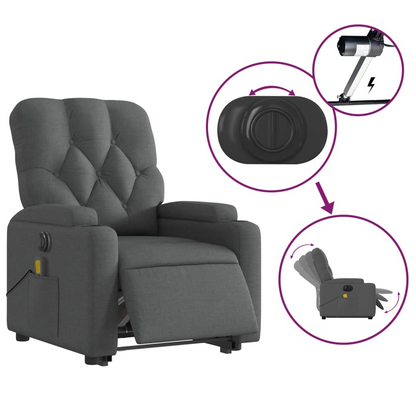 vidaXL Electric Stand up Massage Recliner Chair Dark Gray Fabric