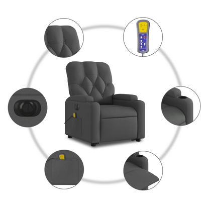 vidaXL Electric Stand up Massage Recliner Chair Dark Gray Fabric