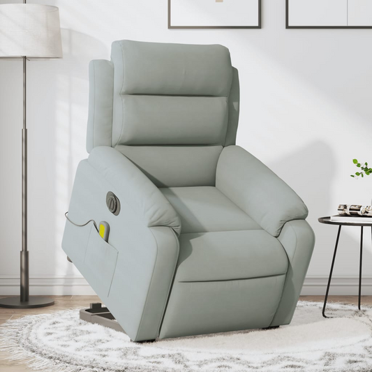 vidaXL Electric Stand up Massage Recliner Chair Light Gray Velvet