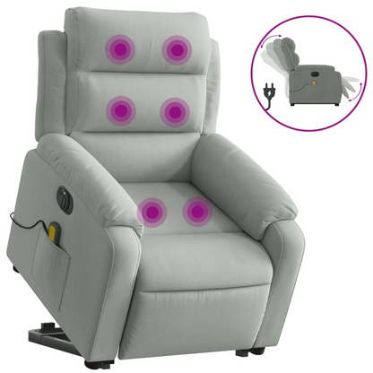 vidaXL Electric Stand up Massage Recliner Chair Light Gray Velvet