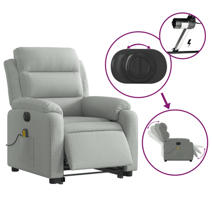 vidaXL Electric Stand up Massage Recliner Chair Light Gray Velvet