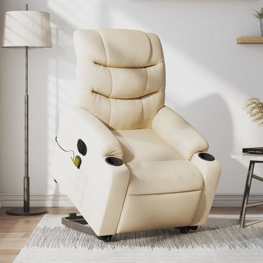 vidaXL Electric Stand up Massage Recliner Chair Cream Fabric