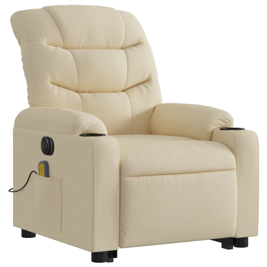 vidaXL Electric Stand up Massage Recliner Chair Cream Fabric