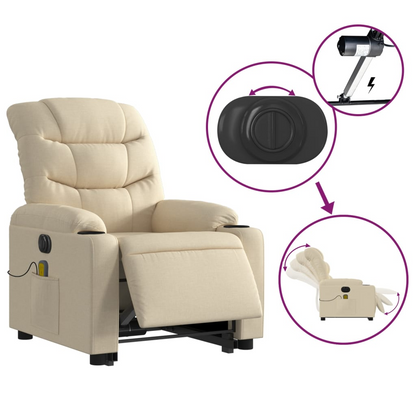 vidaXL Electric Stand up Massage Recliner Chair Cream Fabric