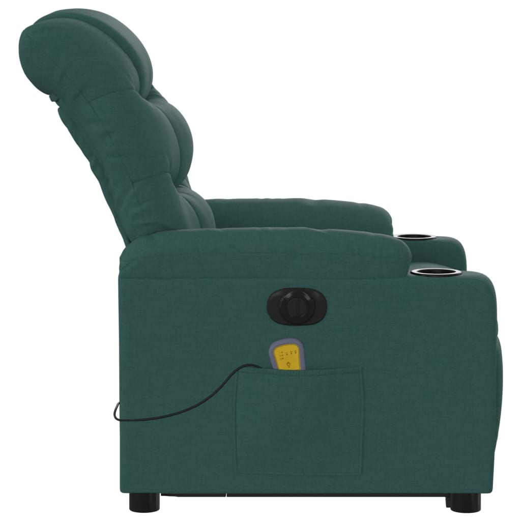 vidaXL Electric Stand up Massage Recliner Chair Dark Green Fabric