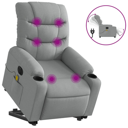 vidaXL Electric Stand up Massage Recliner Chair Light Gray Fabric