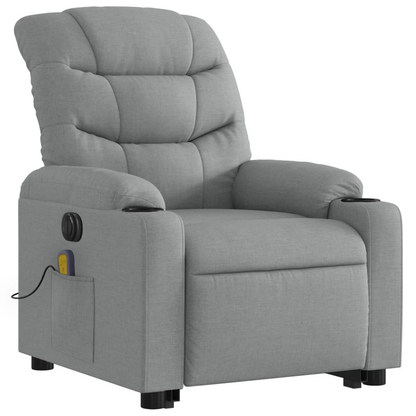 vidaXL Electric Stand up Massage Recliner Chair Light Gray Fabric