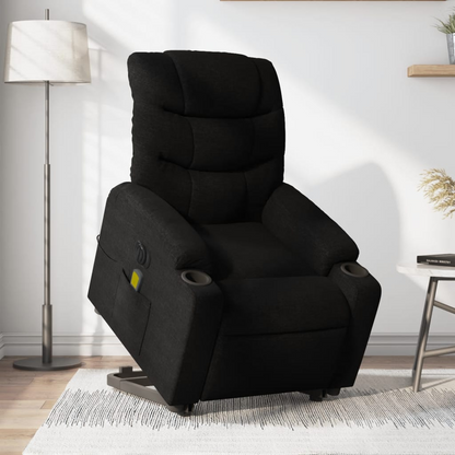 vidaXL Electric Stand up Massage Recliner Chair Black Fabric