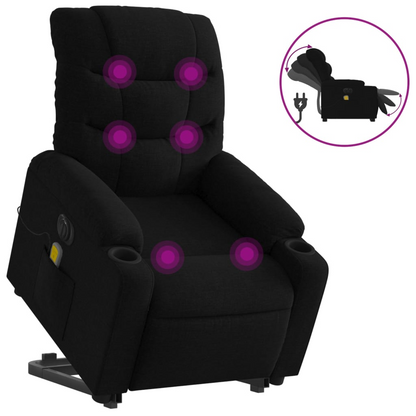 vidaXL Electric Stand up Massage Recliner Chair Black Fabric