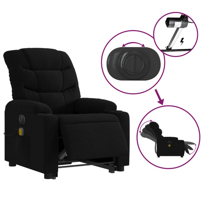 vidaXL Electric Stand up Massage Recliner Chair Black Fabric