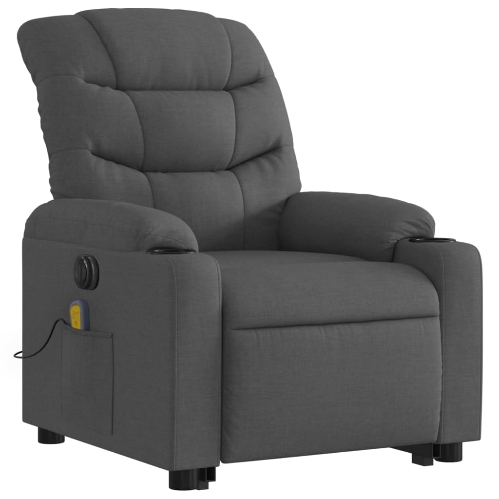 vidaXL Electric Stand up Massage Recliner Chair Dark Gray Fabric