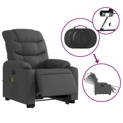 vidaXL Electric Stand up Massage Recliner Chair Dark Gray Fabric