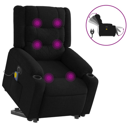 vidaXL Electric Stand up Massage Recliner Chair Black Fabric