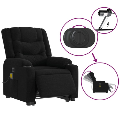 vidaXL Electric Stand up Massage Recliner Chair Black Fabric