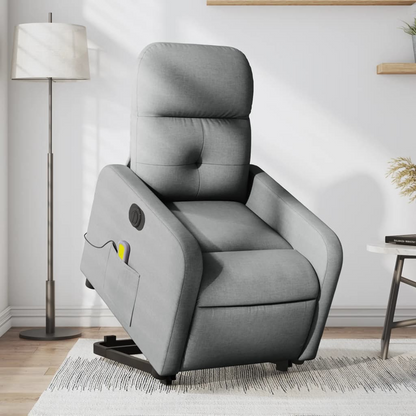 vidaXL Electric Stand up Massage Recliner Chair Light Gray Fabric