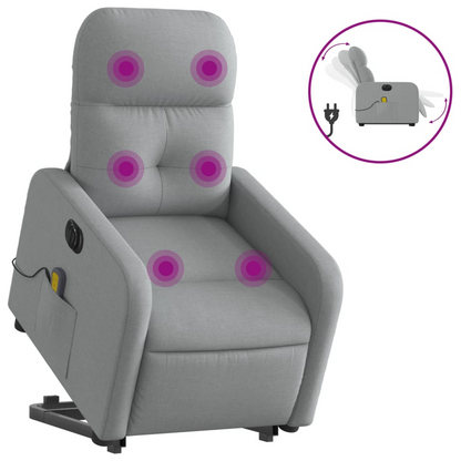 vidaXL Electric Stand up Massage Recliner Chair Light Gray Fabric