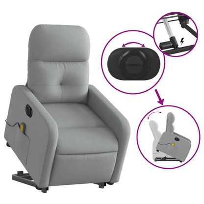 vidaXL Electric Stand up Massage Recliner Chair Light Gray Fabric