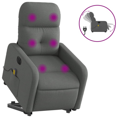 vidaXL Electric Stand up Massage Recliner Chair Dark Gray Fabric