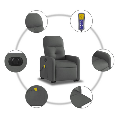 vidaXL Electric Stand up Massage Recliner Chair Dark Gray Fabric