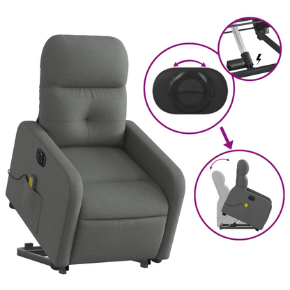 vidaXL Electric Stand up Massage Recliner Chair Dark Gray Fabric