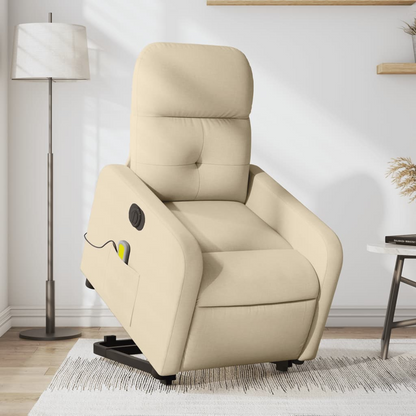 vidaXL Electric Stand up Massage Recliner Chair Cream Fabric