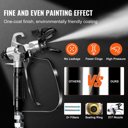 VEVOR Stand Airless Paint Sprayer, 3000PSI 750W Efficient Electric Airless Sprayer, Handheld Paint Sprayers, Fine and Even Painting Effect, for Home Interior and Exterior Furniture and Fences