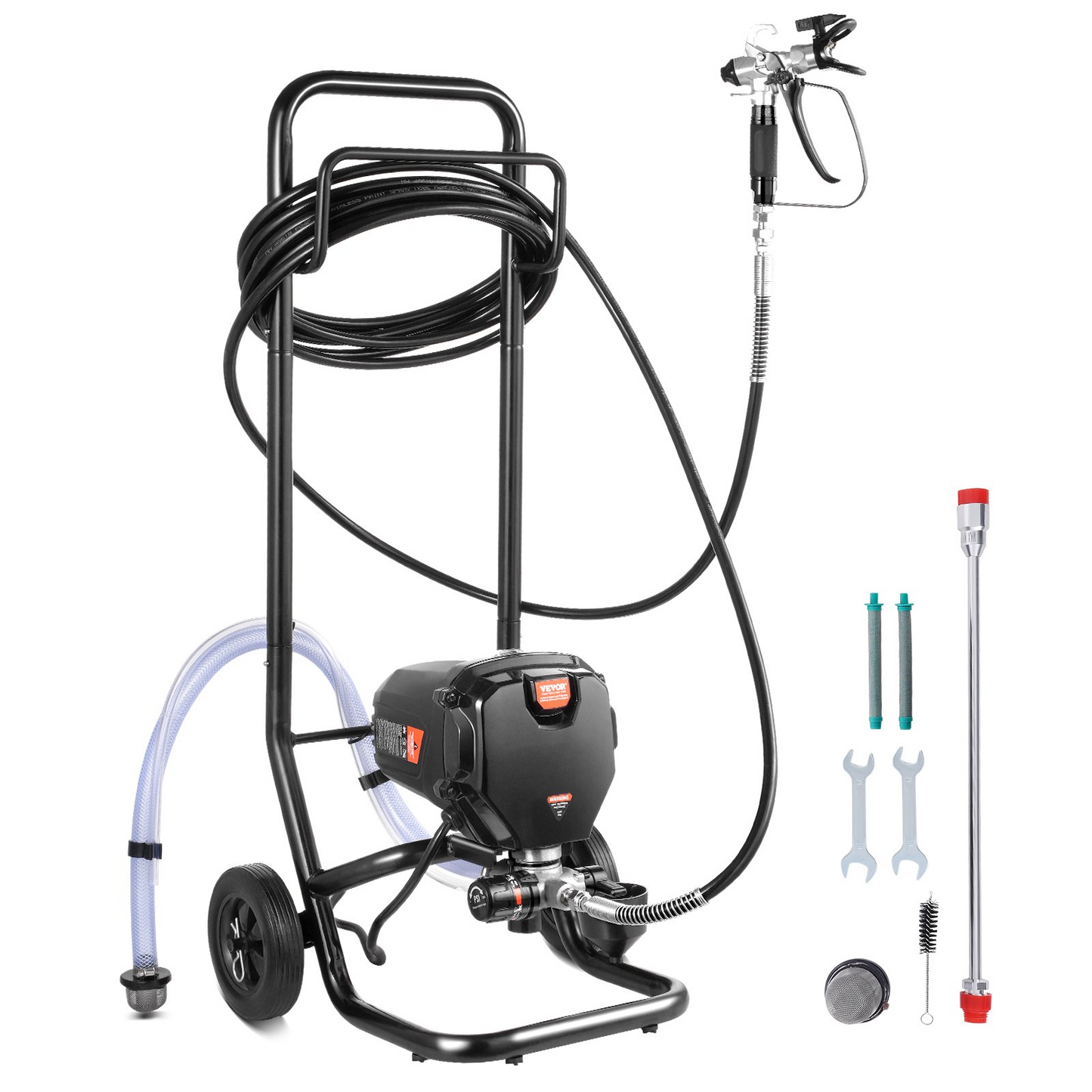 VEVOR 750W Stand Airless Paint Sprayer, 3000PSI High Efficiency Electric Airless Sprayer With Cart, Fine And Even Painting Effect, Paint Sprayers for Home Interior and Exterior Furniture and Fences