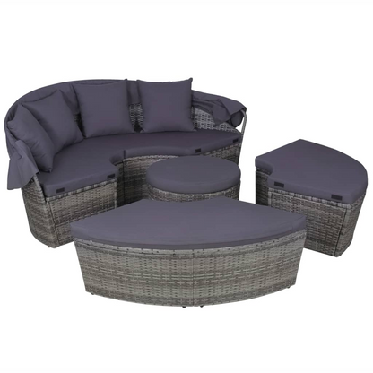 vidaXL 4 Piece Patio Lounge Set with Cushions Poly Rattan Gray