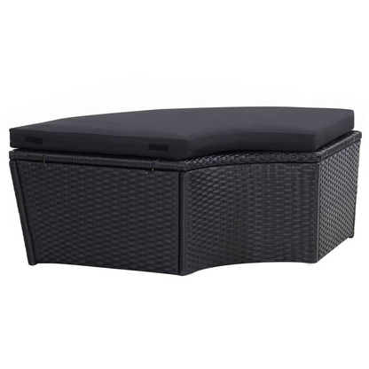 vidaXL Patio Lounge Bed with Canopy Poly Rattan Black