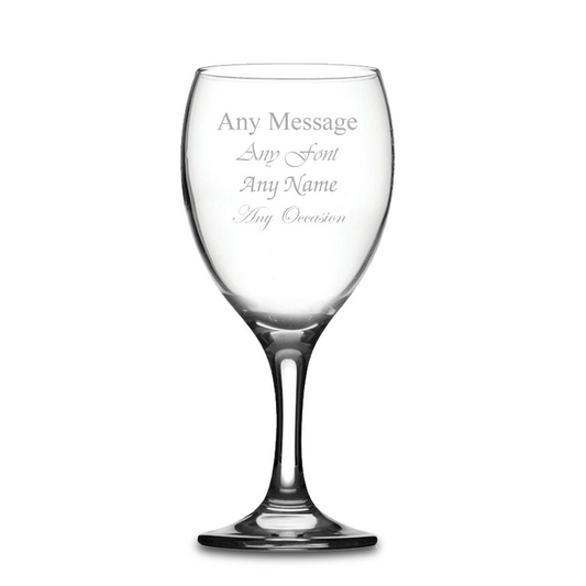 Personalised Engraved Imperial Wine Glass, Gift Boxed, Personalise with Any Message for Any Occasion