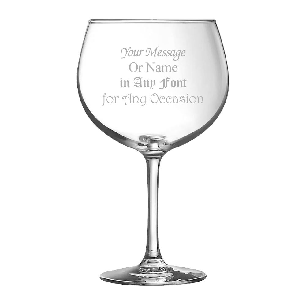 Personalised Engraved Balloon Gin Glass Wedding Birthday Bridesmaid - Any Message Engraved