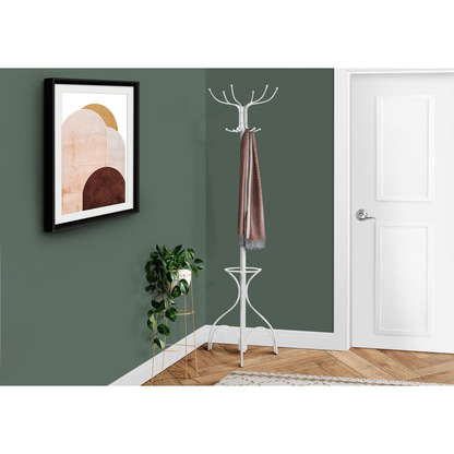 Coat Rack, Hall Tree, Free Standing, 12 Hooks, Entryway, 70H, Umbrella Holder