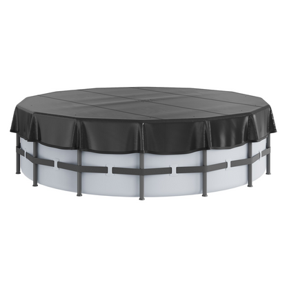 VEVOR 15 Ft Round Pool Cover, Solar Covers for Above Ground Pools, Safety Pool Cover with Drawstring Design, PVC Summer Pool Cover, Waterproof and Dustproof, Black