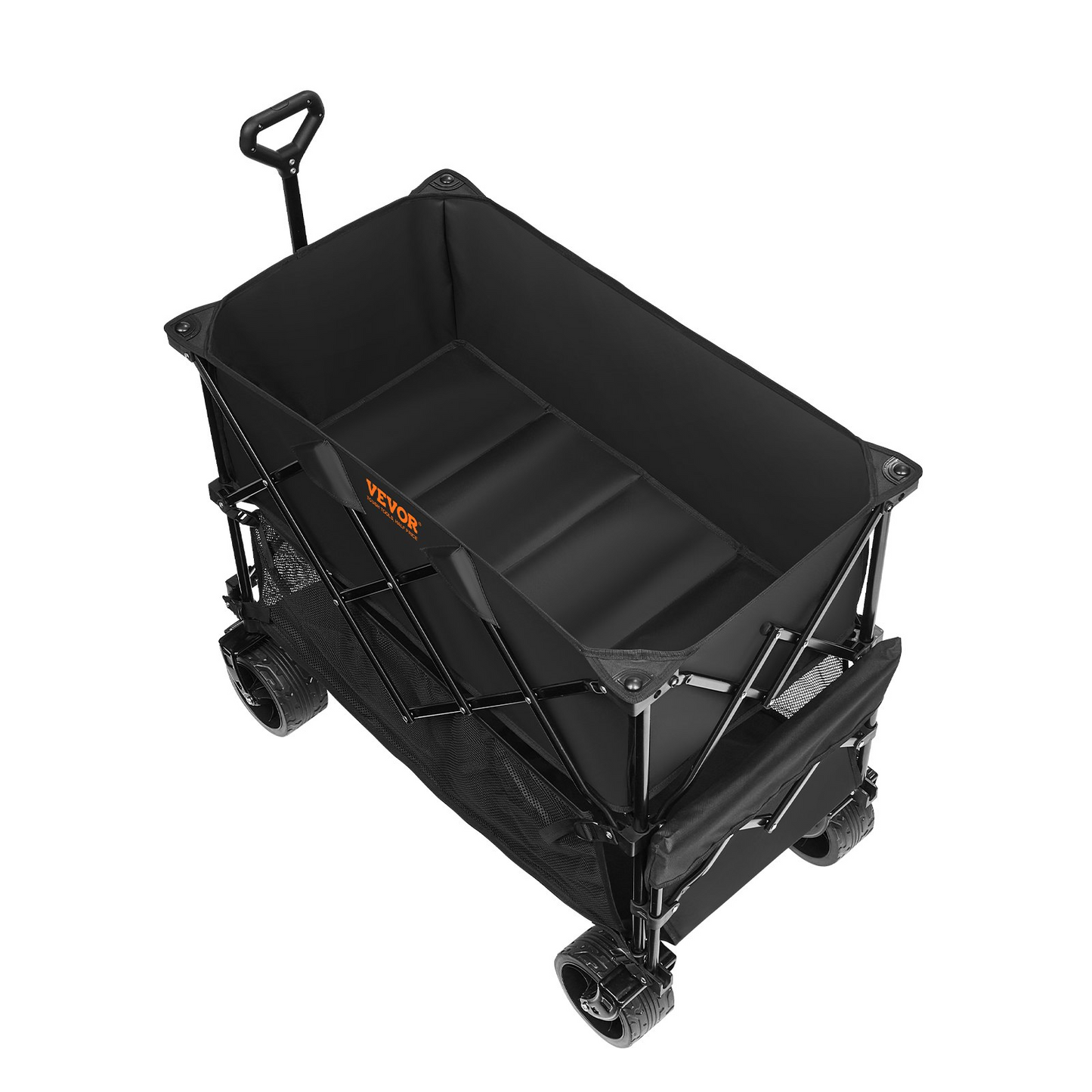 VEVOR Foldable Double Decker Wagon, 400L Collapsible Wagon Cart with All-Terrain Wheels, Heavy Duty Folding Wagon Cart 225 lbs Weight Capacity for Camping, Shopping, Garden, 52" Extra Long Extender