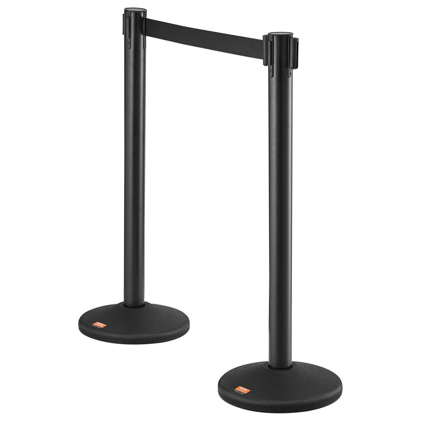 VEVOR Crowd Control Stanchions, 2-Pack Crowd Control Barriers with 6.5FT Black Retractable Belt, Plastic Stanchion Queue Post, Belt Barriers Line Divider Stanchion Set for Party, Airport, Exhibition