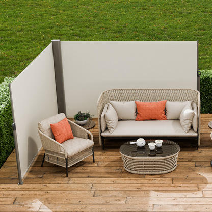 VEVOR Beige Retractable 63''*236'' Awning-Rugged Full Aluminum Rust-Proof; Patio Sunshine Screen; Privacy Divider; Wind Screen. Longer Service Life, Suitable for Courtyard, Roof Terraces and Pools