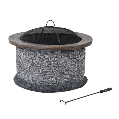 Fire Pit for Outside, Outdoor Stone Wood Burning Firepits