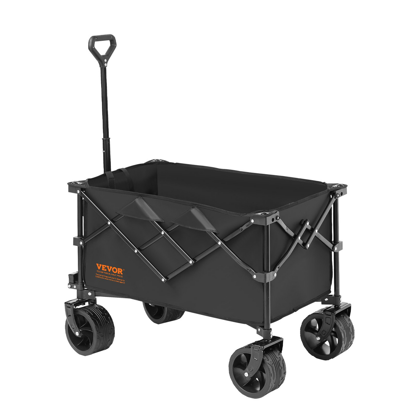 VEVOR Collapsible Folding Wagon, 220 L Beach Wagon Cart with All-Terrain Wheels, Heavy Duty Folding Wagon Cart Max 330 lbs with Drink Holders, Sports Wagon for Camping, Shopping, Garden