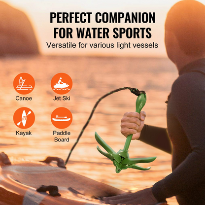 VEVOR Kayak Anchor Kit, 3.5 lb Paddle Board Anchor Kit with 26.2 ft/8 m Rope and Buoy, Folding Small Boat Anchor with Storage Bag and Snap Hook, Kayak Accessories for Kayaks, Small Boats, Canoes