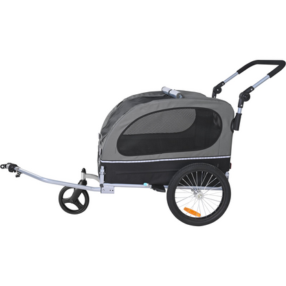 VEVOR Dog Bike Trailer, Supports up to 88 lbs, 2-in-1 Pet Stroller Cart Bicycle Carrier, Easy Folding Cart Frame with Quick Release Wheels, Universal Bicycle Coupler, Reflectors, Flag, Black/Gray