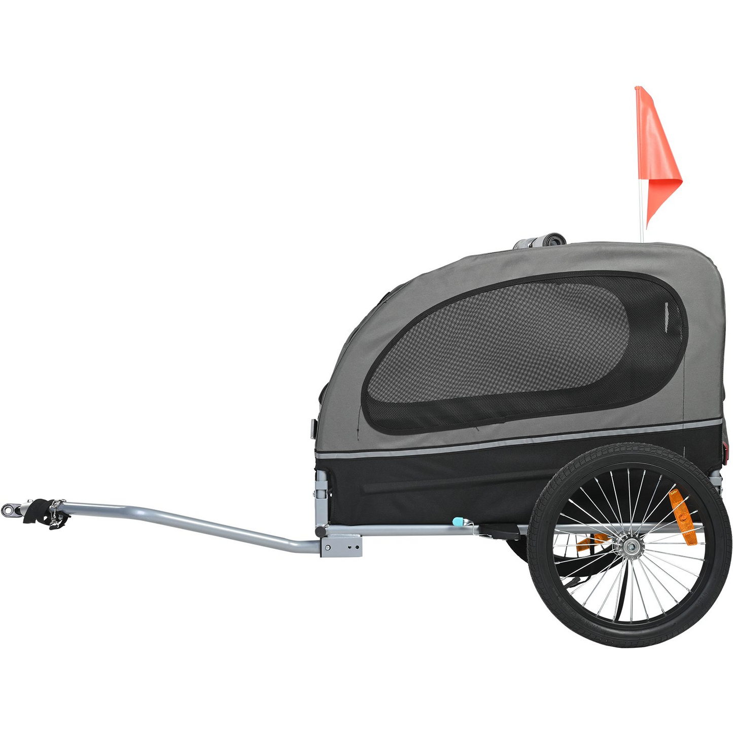 VEVOR Dog Bike Trailer, Supports up to 88 lbs, Pet Cart Bicycle Carrier, Easy Folding Frame with Quick Release Wheels, Universal Bicycle Coupler, Reflectors, Flag, Collapsible to Store, Black/Gray