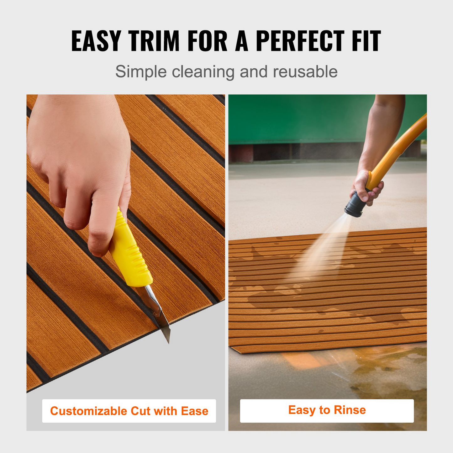 VEVOR Boat Flooring, EVA Foam Boat Decking 94.5" x 35.4", Non-Slip Self-Adhesive Flooring, 23.2 sq.ft Marine Carpet for Boats, Yacht, Pontoon, Kayak Decking